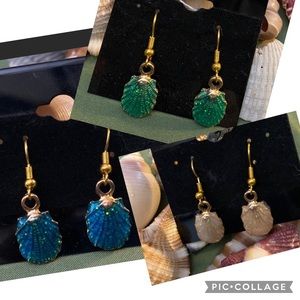 Magnolia Beach Life Earrings - Enameled White, Blue or Green Shells
